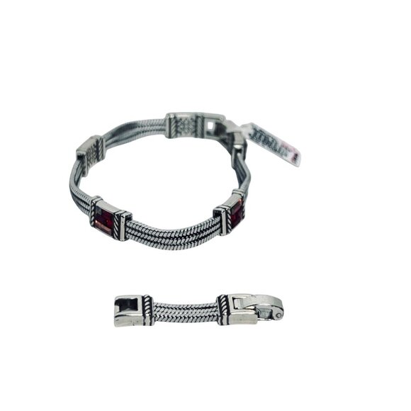 Brighton St Michel Silver Tone And Mosaic Red Crystal Bracelet (5934-1-2) - Picture 3 of 12